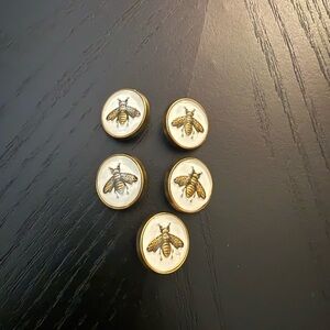 Set of 5 Gold Bee buttons - Cream & Gold Set